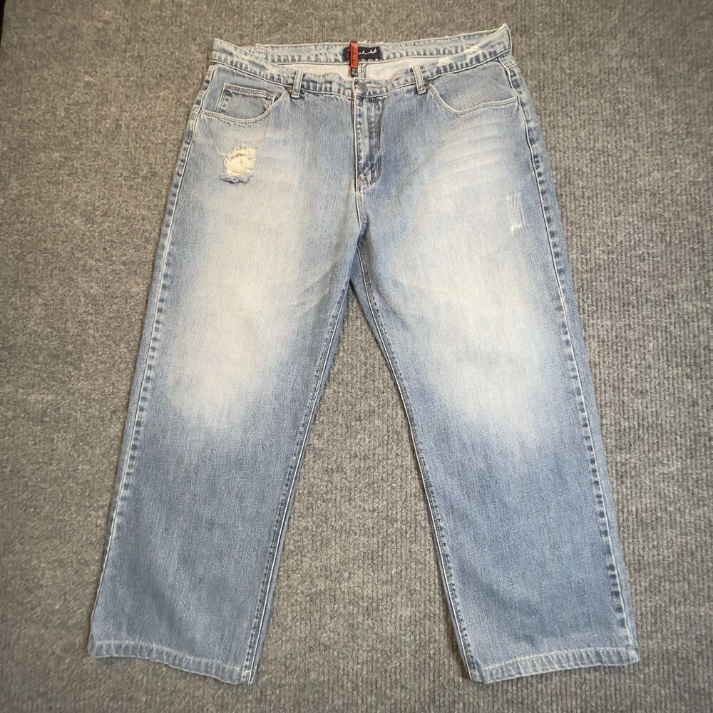 Overhauled 11 Bench Denim Jeans Men's Size 36 x 26 Straight Leg Distressed